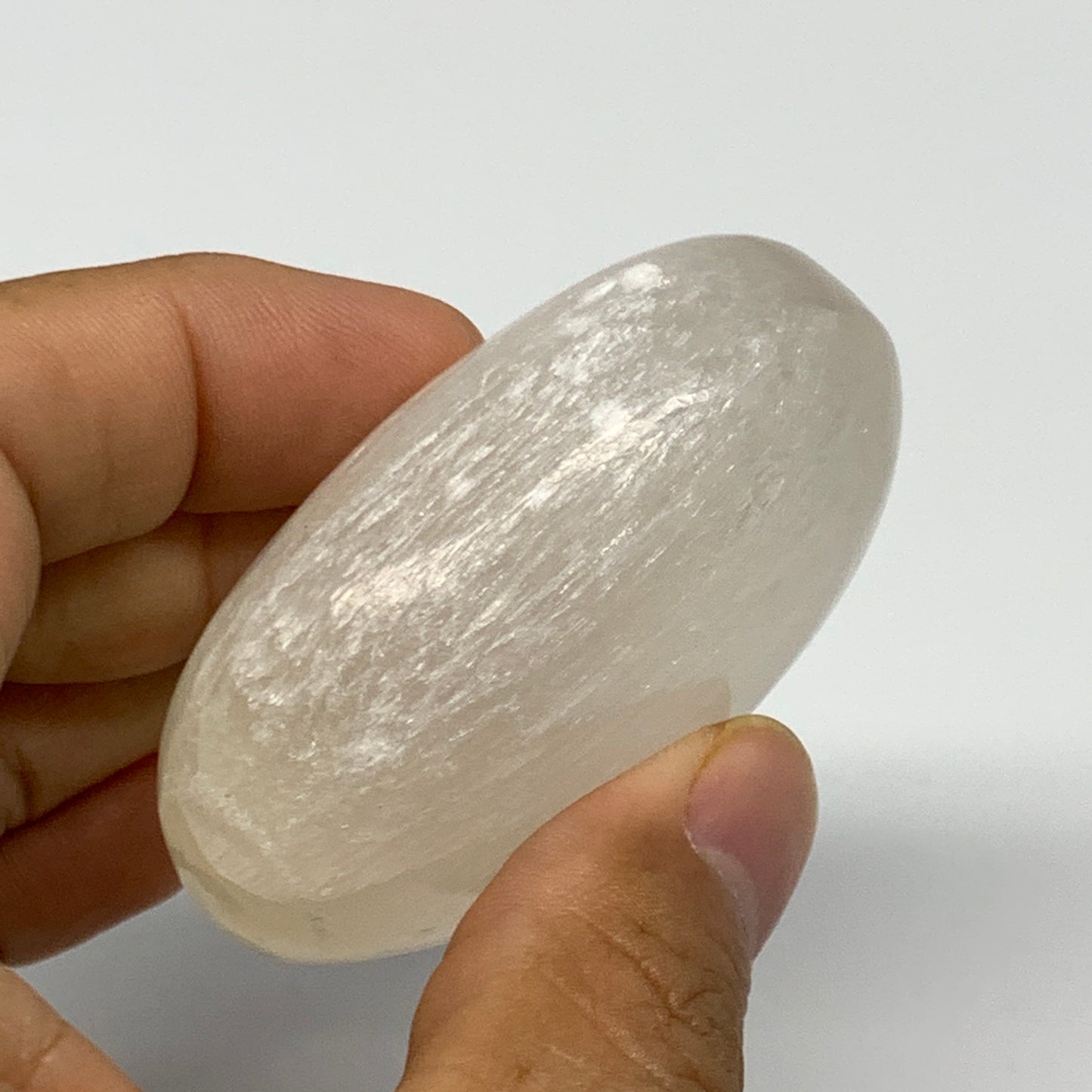 85g, 2.3"x1.7"x1", White Satin Spar (Selenite) Palmstone Crystal Gypsum, B22605