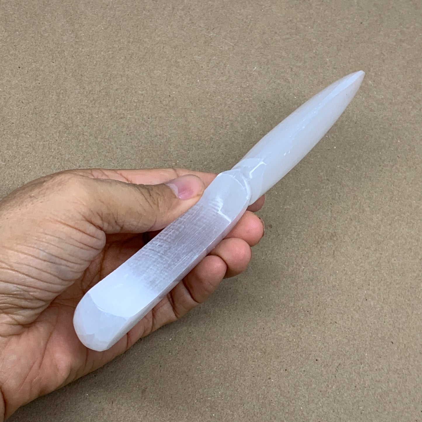 156g,7.75"x1.5"x0.7"Natural Selenite Crystal Knife (Satin Spar) @Morocco,B24134