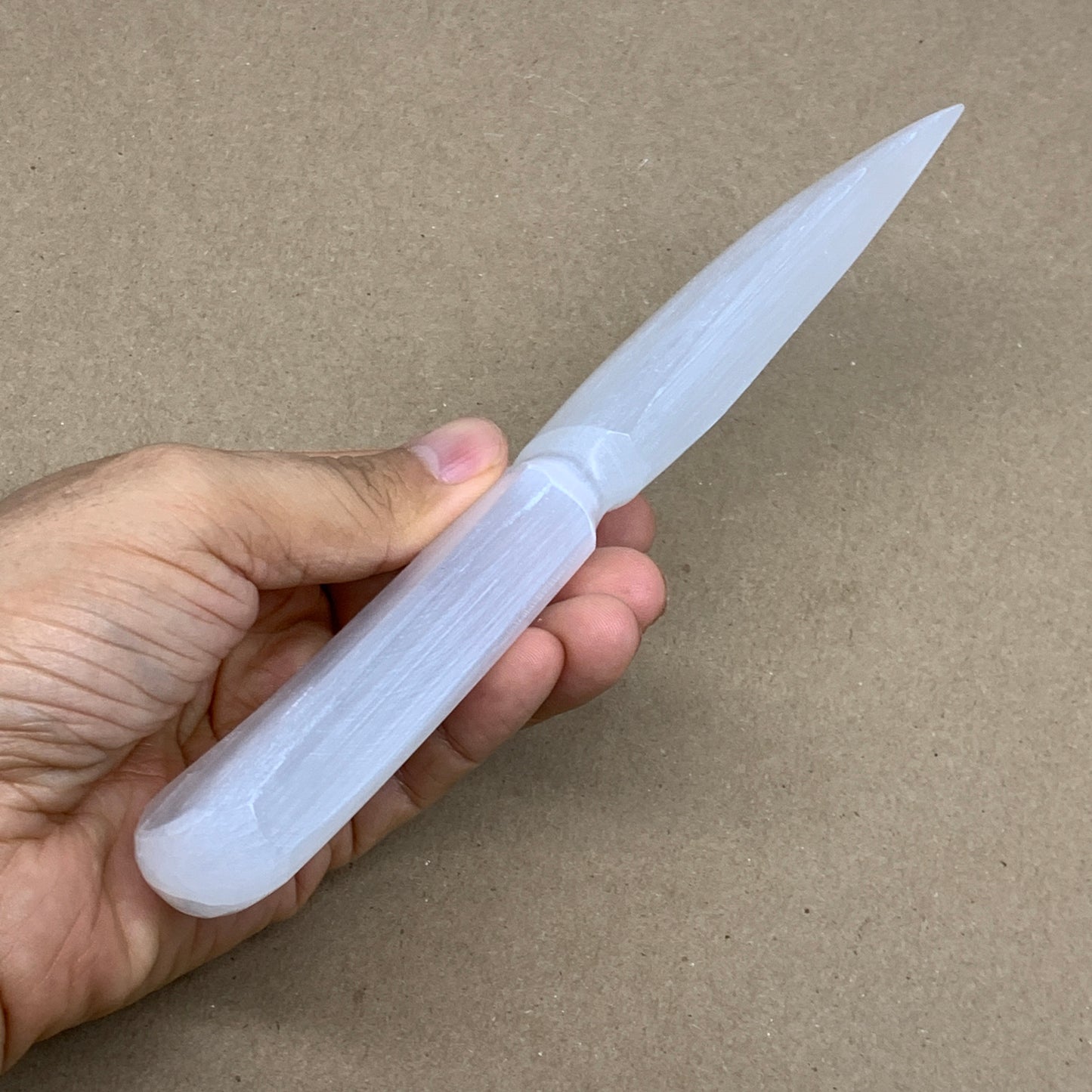 156g,7.75"x1.5"x0.7"Natural Selenite Crystal Knife (Satin Spar) @Morocco,B24134