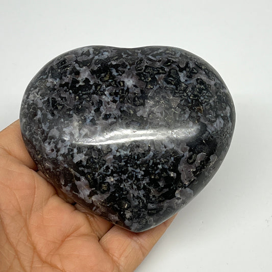 295.2g,2.8"x3.2"x1.3" Indigo Gabro Merlinite Heart Gemstone @Madagascar, B19971