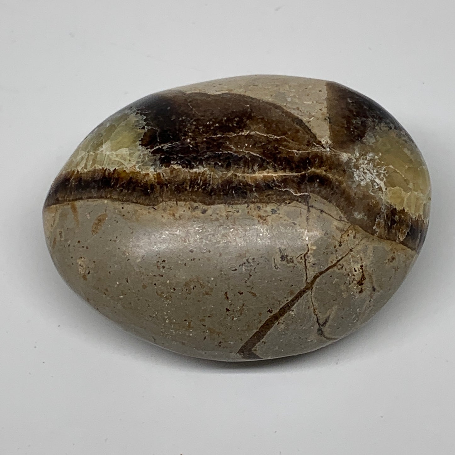 101.7g,2.3"x1.8"x1.1" Septarian Nodule Palm-Stone Polished Reiki Madagascar,B505