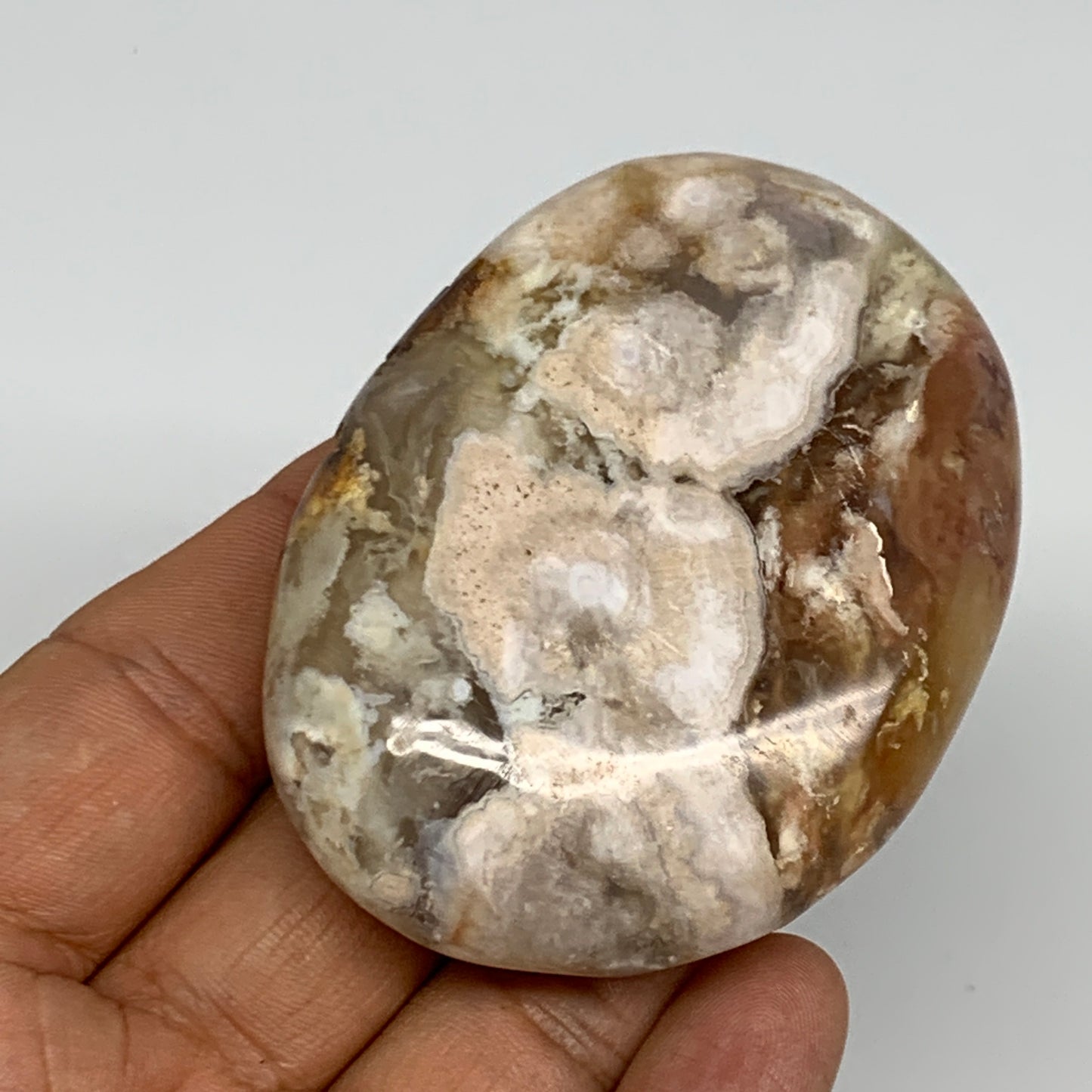 108.5g,2.7"x2"x0.8", Flower Agate Palm-Stone Crystal Reiki @Madagascar,B16220