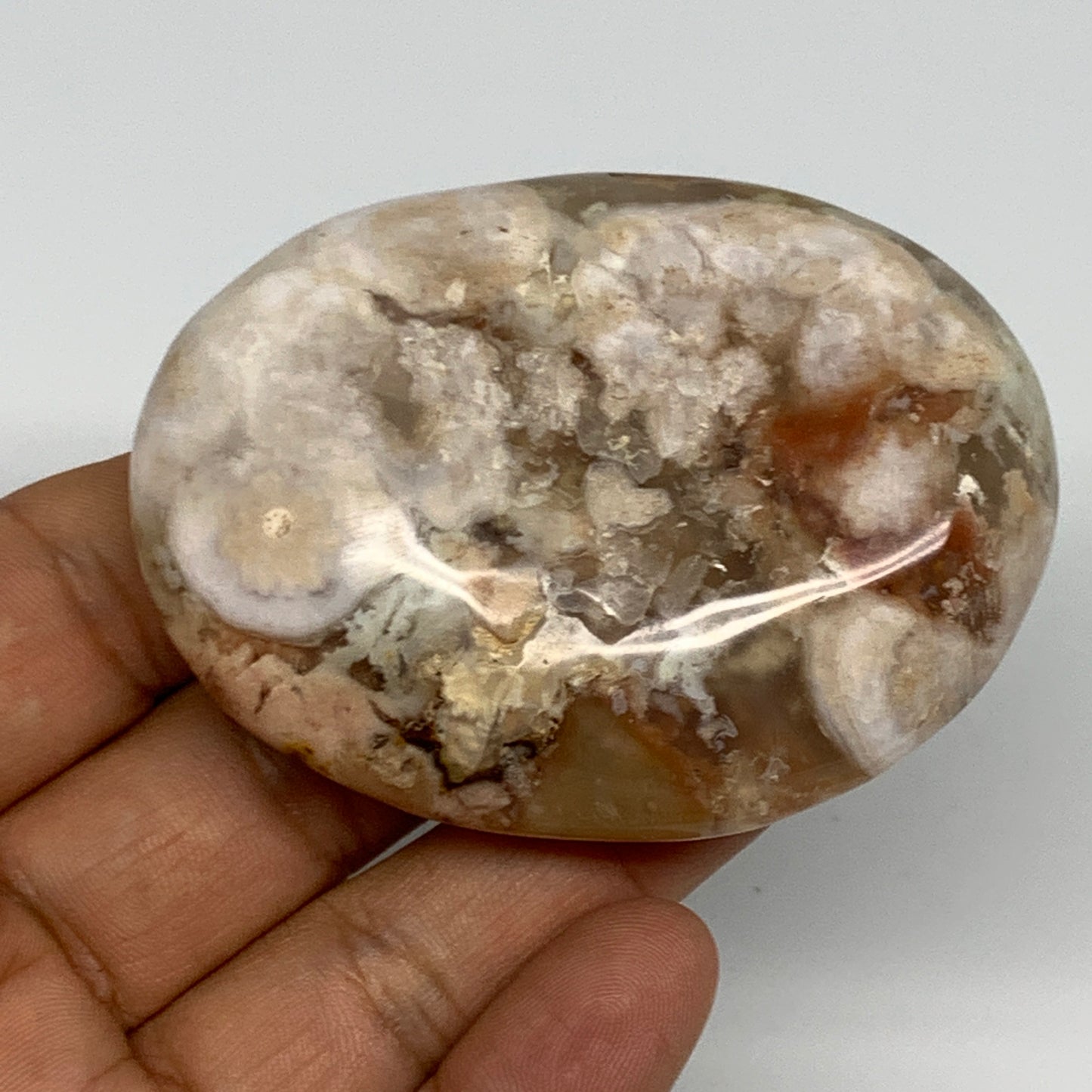 108.5g,2.7"x2"x0.8", Flower Agate Palm-Stone Crystal Reiki @Madagascar,B16220