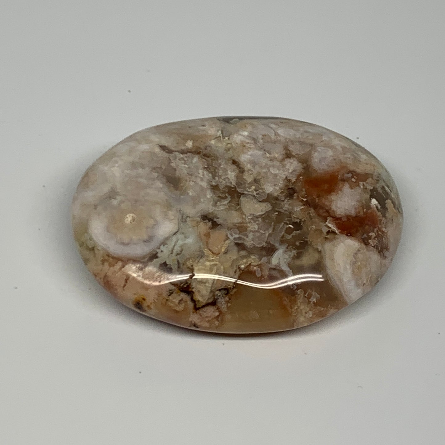 108.5g,2.7"x2"x0.8", Flower Agate Palm-Stone Crystal Reiki @Madagascar,B16220