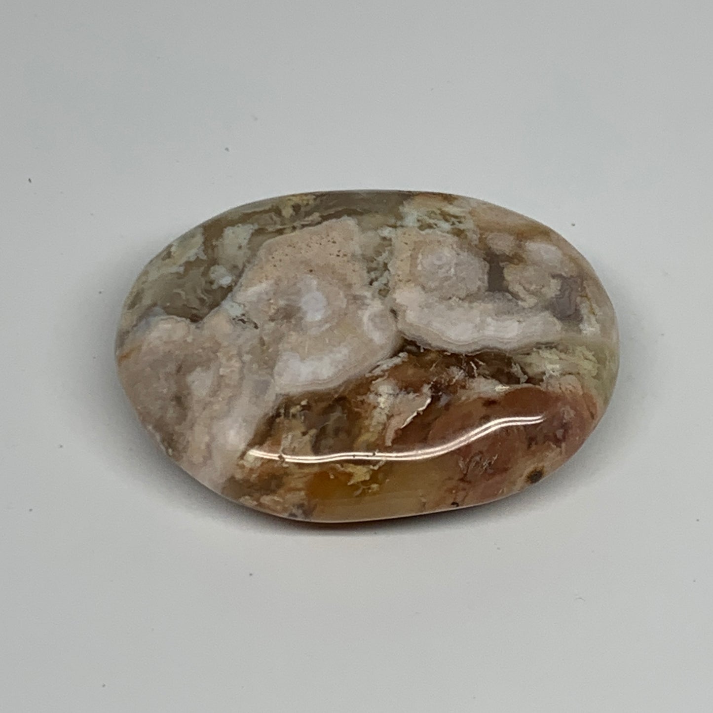 108.5g,2.7"x2"x0.8", Flower Agate Palm-Stone Crystal Reiki @Madagascar,B16220