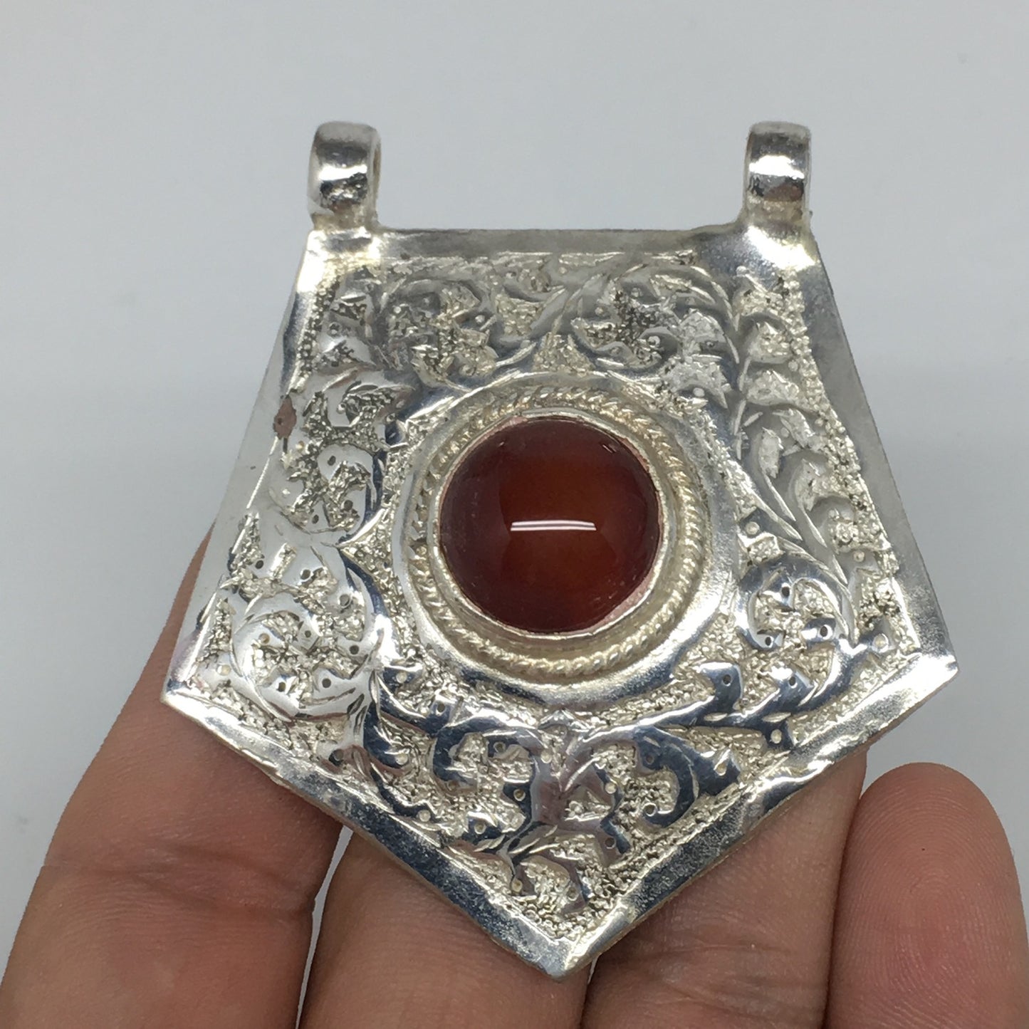 1pc,2.5"x2.3"x0.7,Turkmen Pendant Red Carnelian Pentagon Shape Statement,TN612