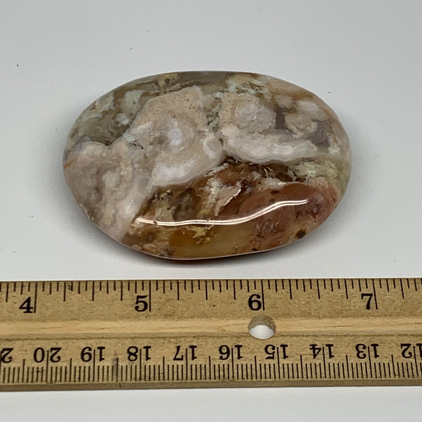 108.5g,2.7"x2"x0.8", Flower Agate Palm-Stone Crystal Reiki @Madagascar,B16220