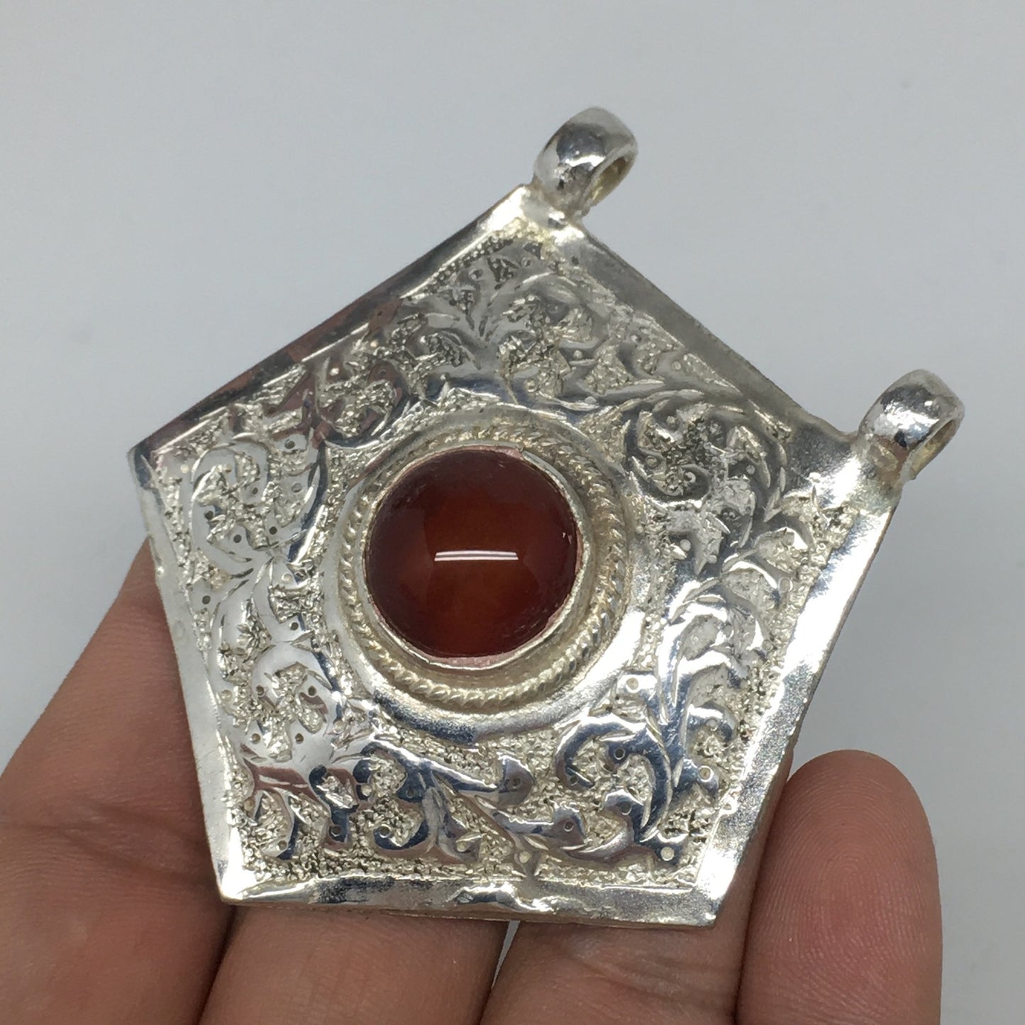 1pc,2.5"x2.3"x0.7,Turkmen Pendant Red Carnelian Pentagon Shape Statement,TN612