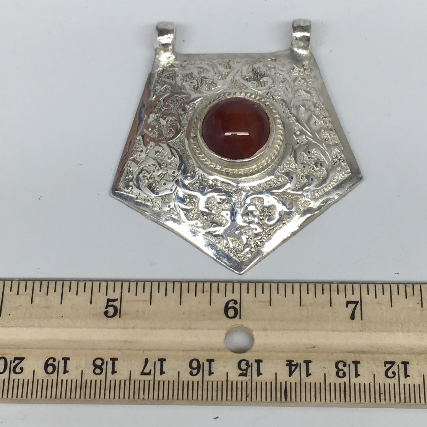 1pc,2.5"x2.3"x0.7,Turkmen Pendant Red Carnelian Pentagon Shape Statement,TN612