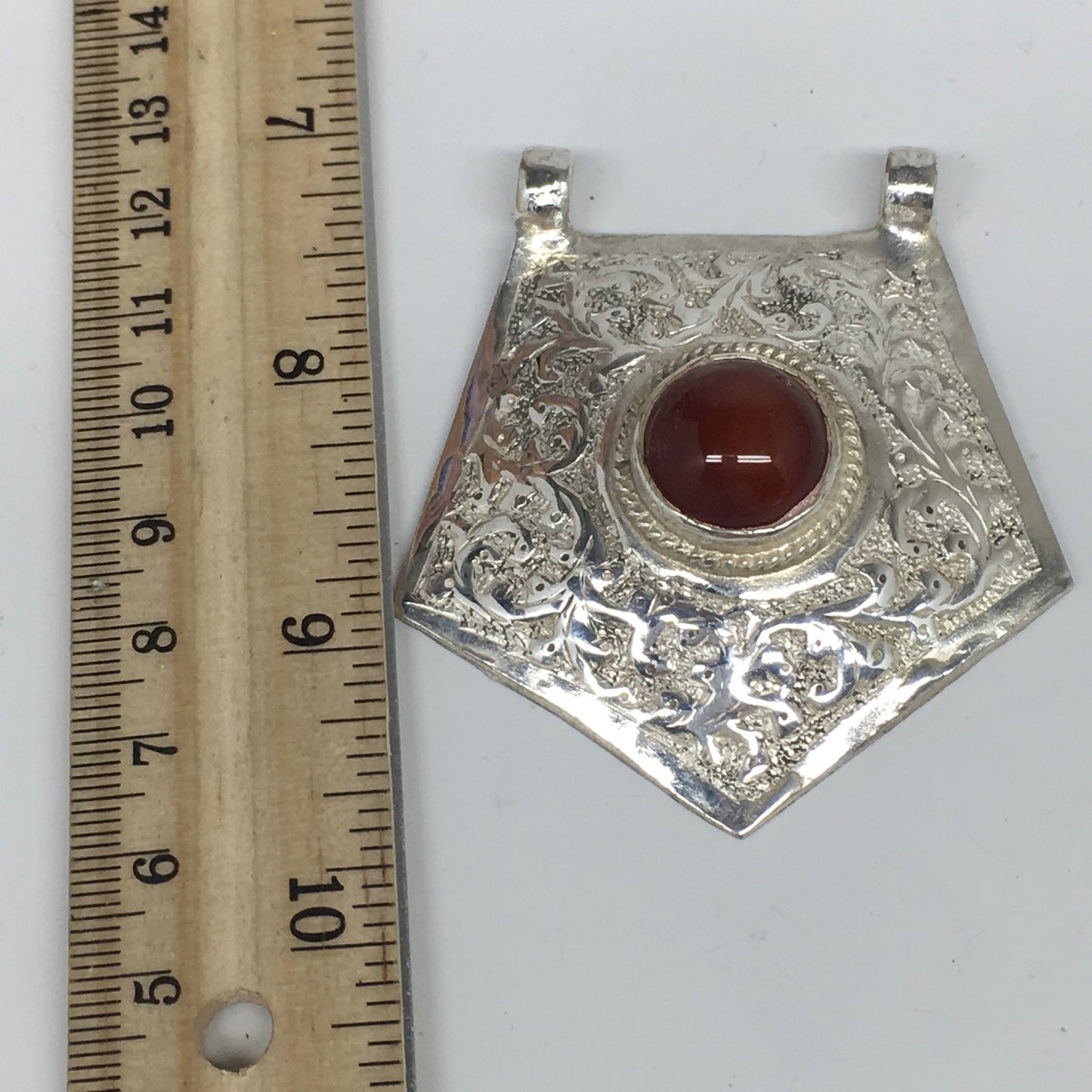 1pc,2.5"x2.3"x0.7,Turkmen Pendant Red Carnelian Pentagon Shape Statement,TN612