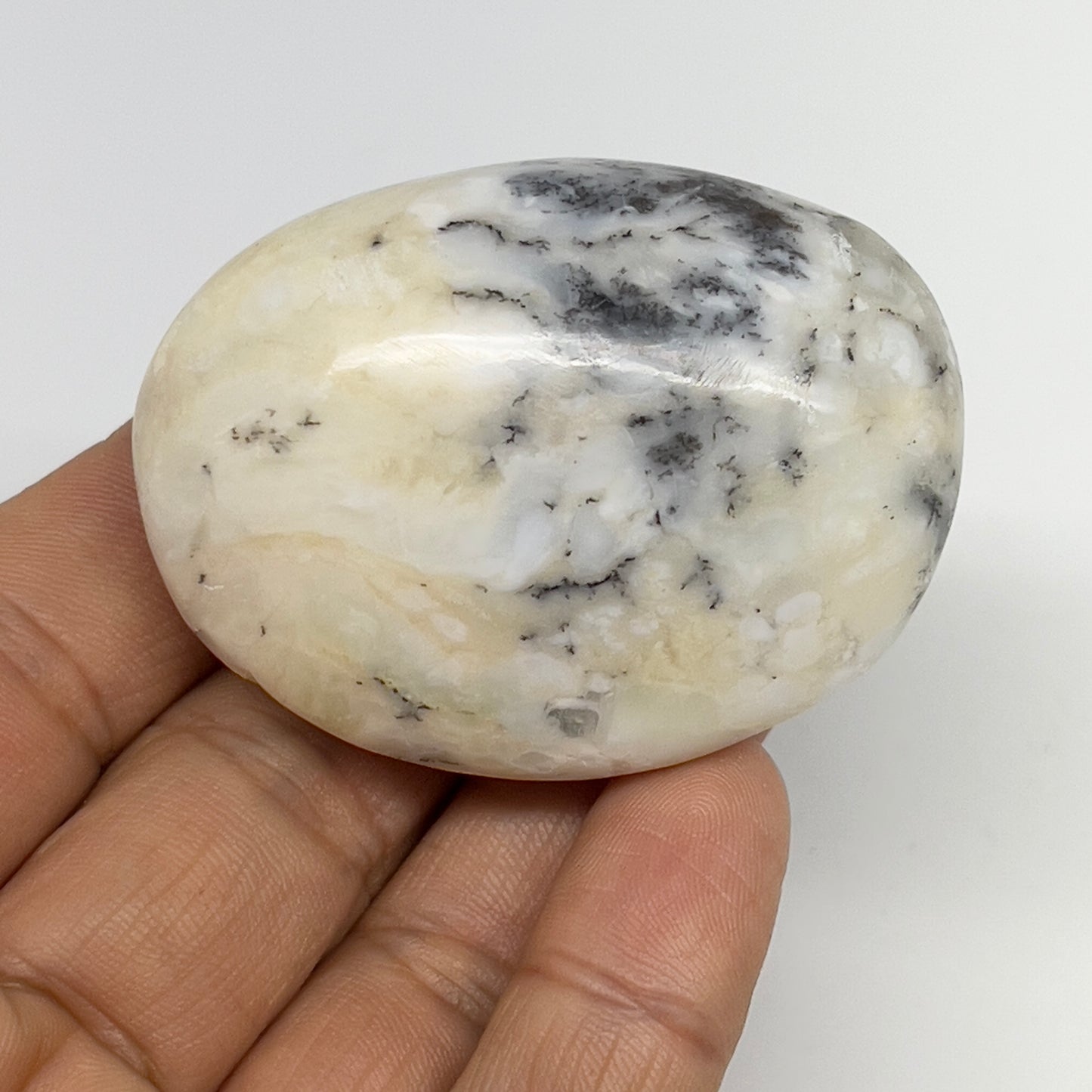 68.5g, 2.1"x1.6"x1.1" Dendrite Opal Palm-Stone Reiki Energy Crystal, B19983