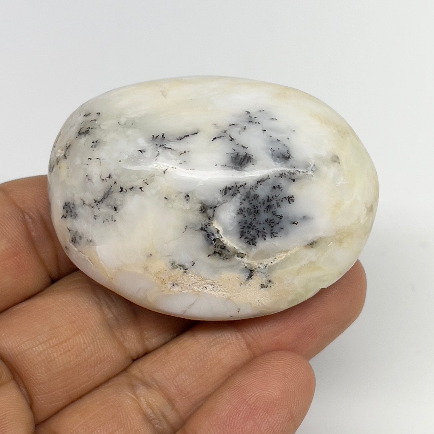 68.5g, 2.1"x1.6"x1.1" Dendrite Opal Palm-Stone Reiki Energy Crystal, B19983