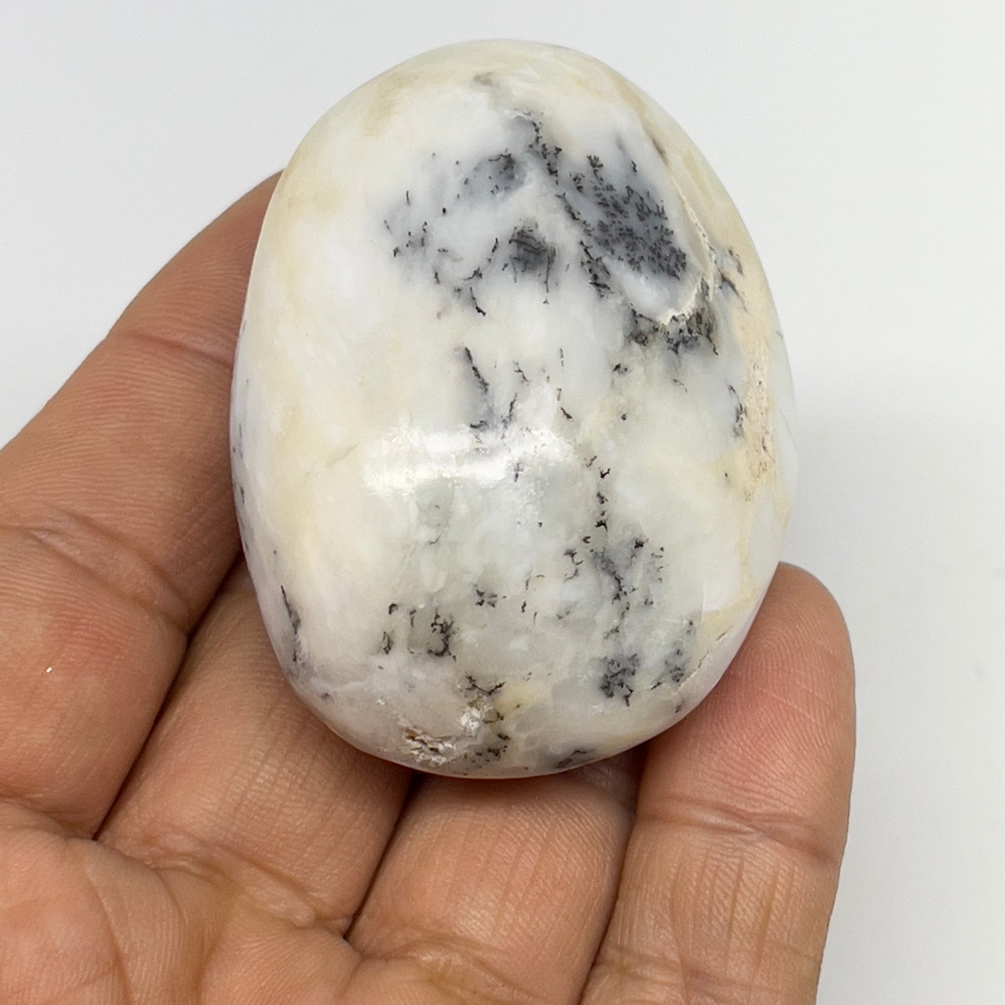 68.5g, 2.1"x1.6"x1.1" Dendrite Opal Palm-Stone Reiki Energy Crystal, B19983