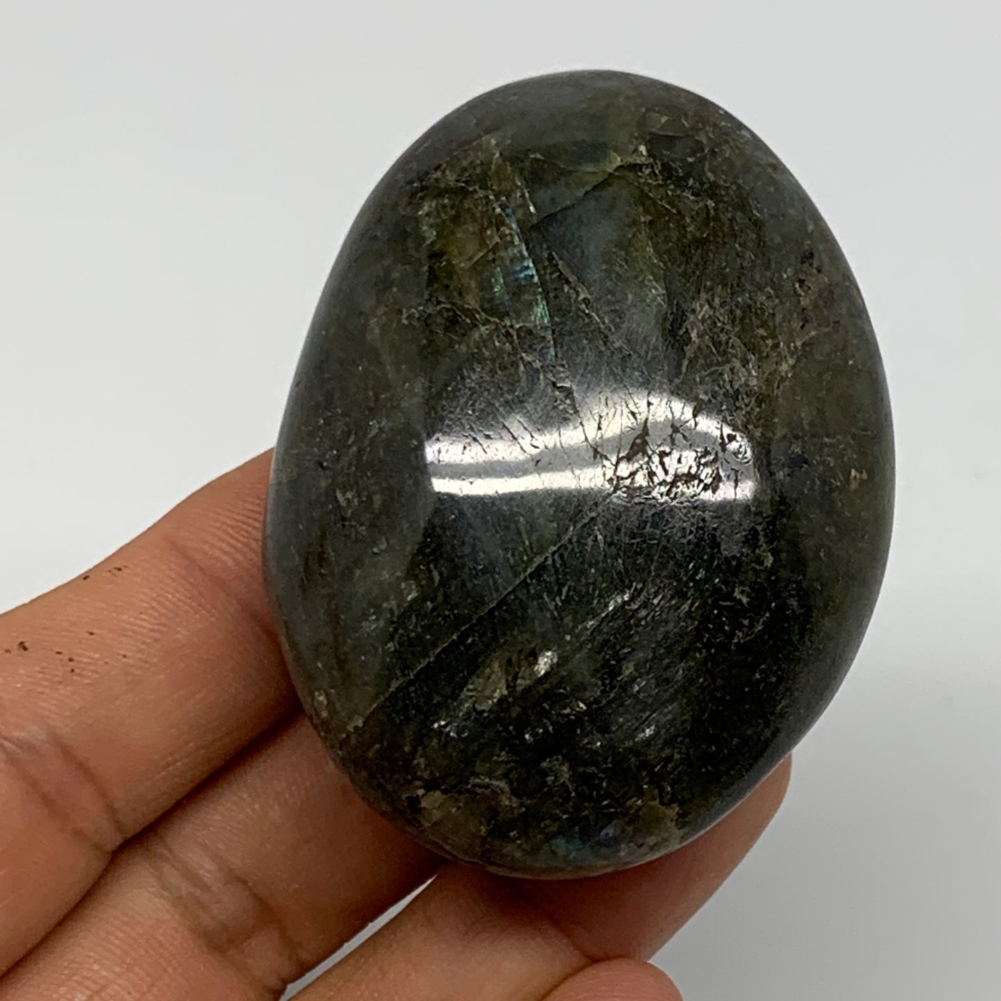 98.4g,2.3"x1.7"x1.1", Labradorite Palm-stone Polished Reiki @Madagascar,B17784