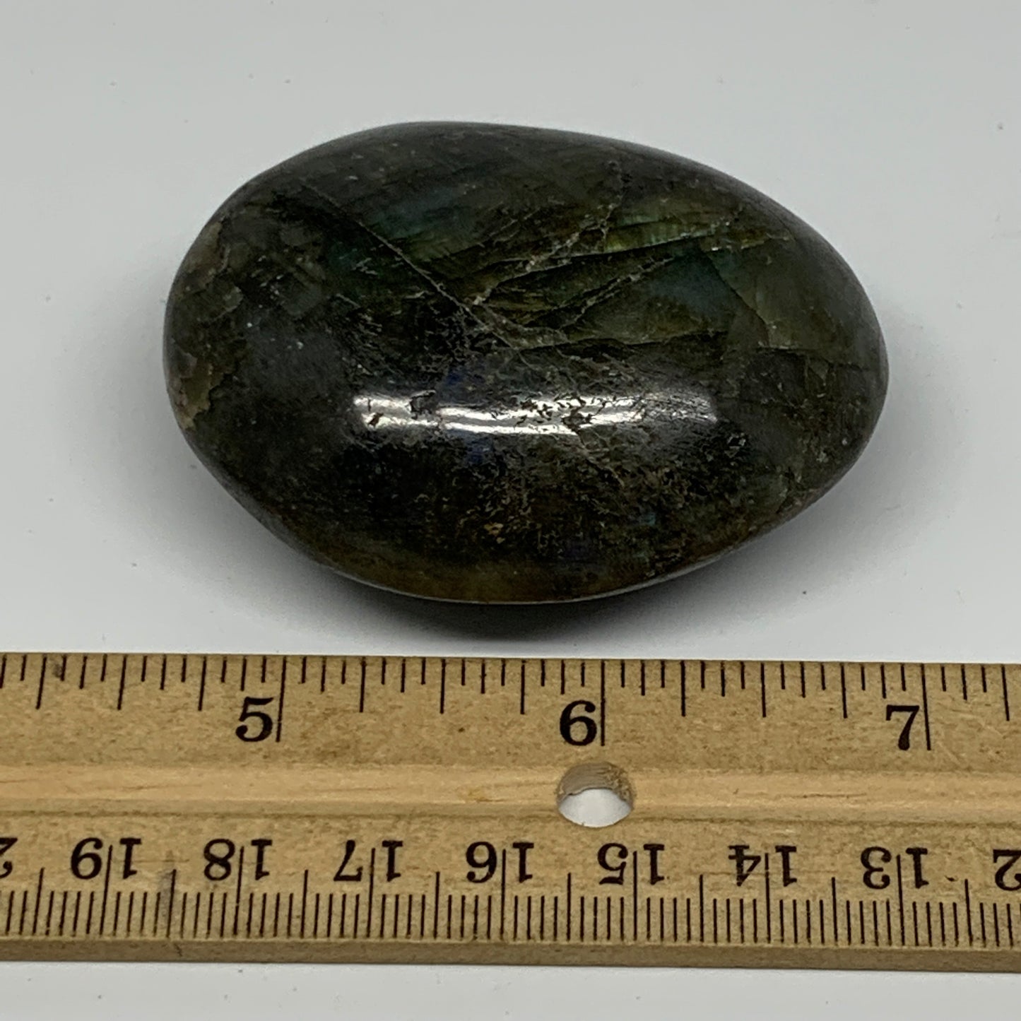 98.4g,2.3"x1.7"x1.1", Labradorite Palm-stone Polished Reiki @Madagascar,B17784