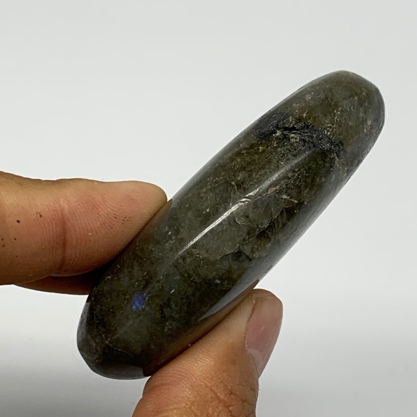 93.8g,2.6"x1.8"x0.8", Labradorite Palm-stone Polished Reiki @Madagascar,B17789