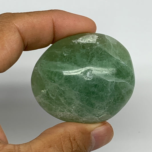 85.3g,1.9"x1.7"x1", Natural Fluorite Palm-Stone Polished Reiki @Madagascar, B170