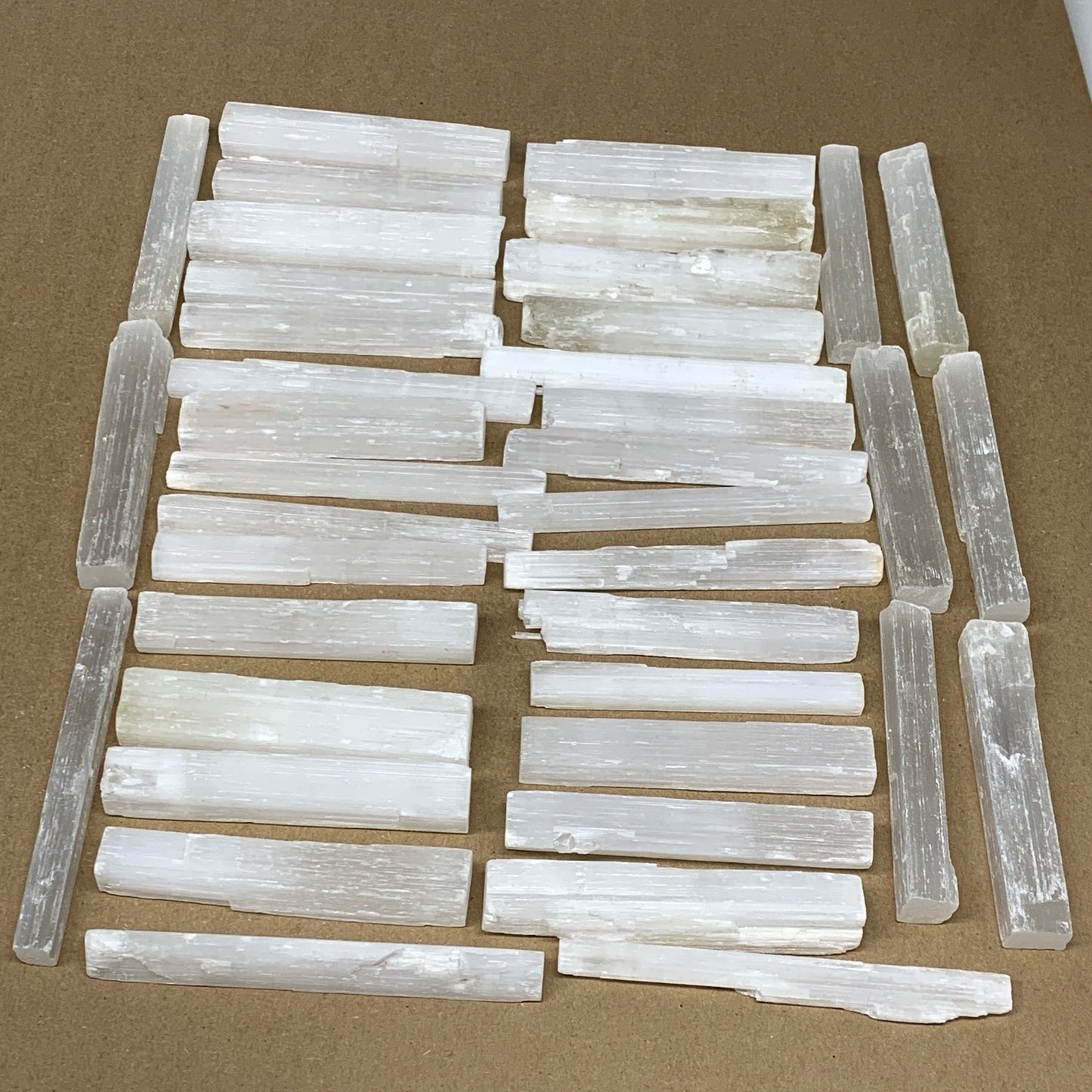 3.36 lbs, 3.8" - 4.7", 39pcs, Natural Rough Solid Selenite Crystal Blade Sticks,