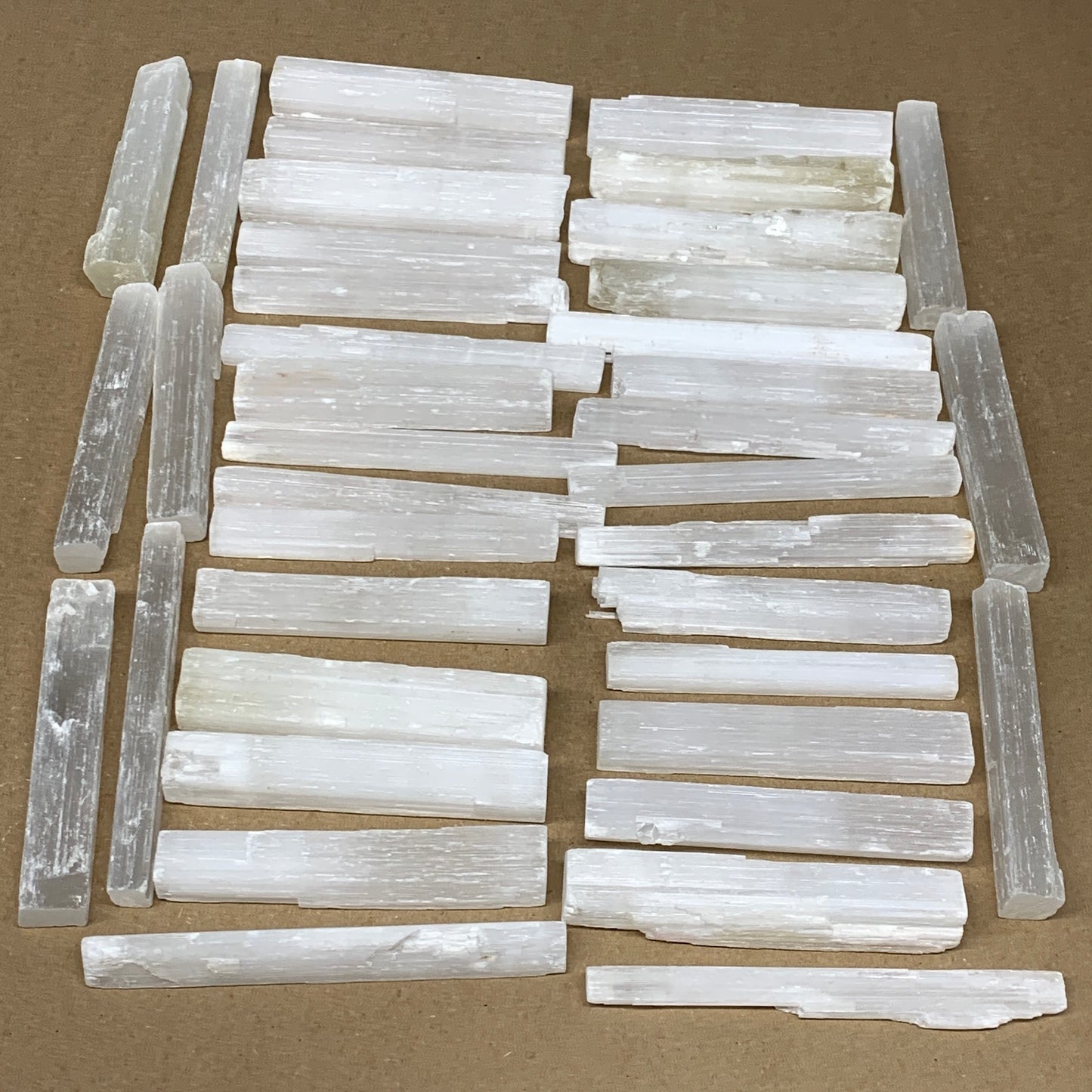 3.36 lbs, 3.8" - 4.7", 39pcs, Natural Rough Solid Selenite Crystal Blade Sticks,