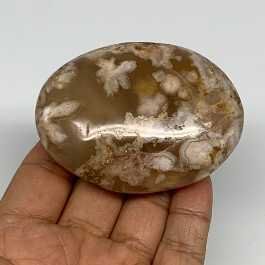 158.5g,2.8"x2.2"x1.2", Flower Agate Palm-Stone Crystal Reiki @Madagascar,B16236