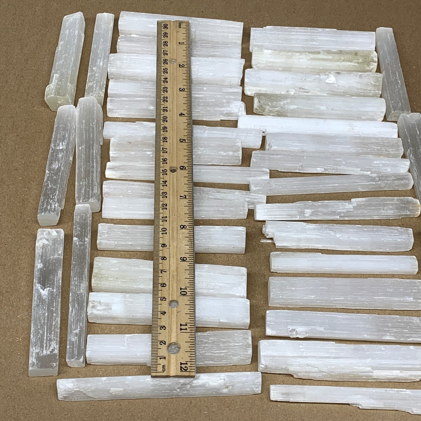 3.36 lbs, 3.8" - 4.7", 39pcs, Natural Rough Solid Selenite Crystal Blade Sticks,