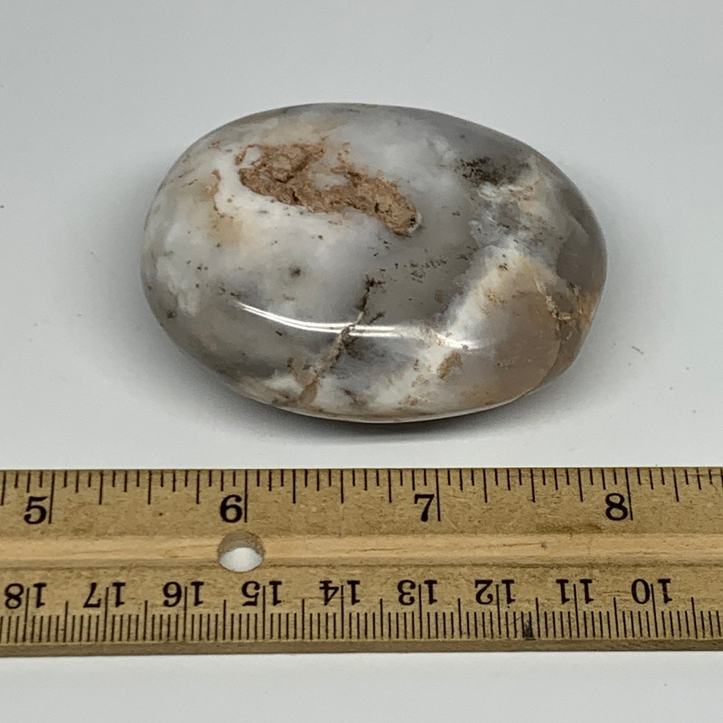 122.2g,2.5"x2.1"x1", Flower Agate Palm-Stone Crystal Reiki @Madagascar,B16237