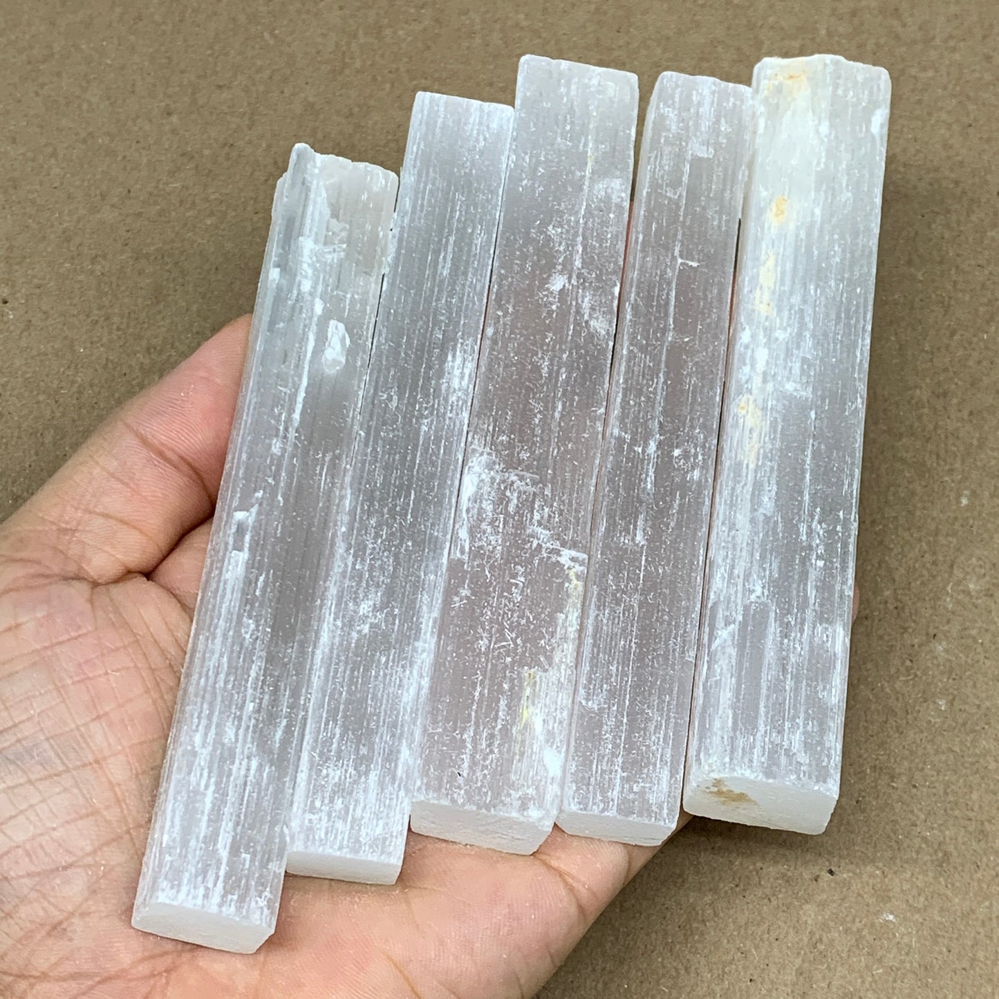 5 lbs, 4.6" - 4.8", 35pcs, Natural Rough Solid Selenite Crystal Blade Sticks, B1