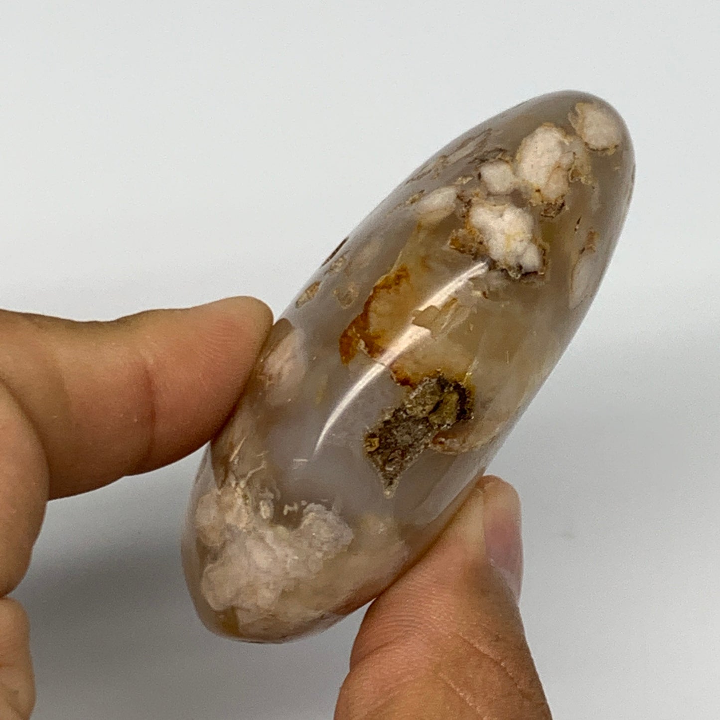 119.5g,2.6"x2"x1", Flower Agate Palm-Stone Crystal Reiki @Madagascar,B16238