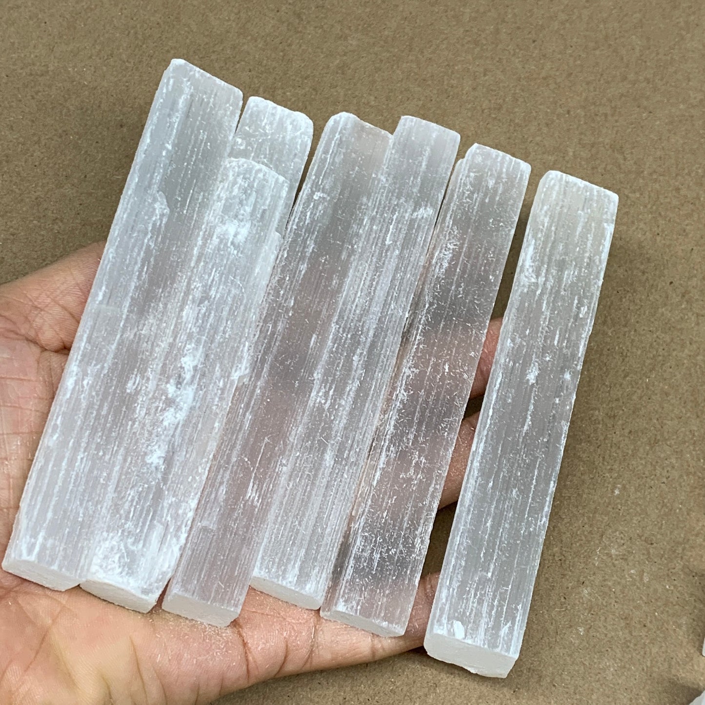 5 lbs, 4.6" - 4.8", 35pcs, Natural Rough Solid Selenite Crystal Blade Sticks, B1