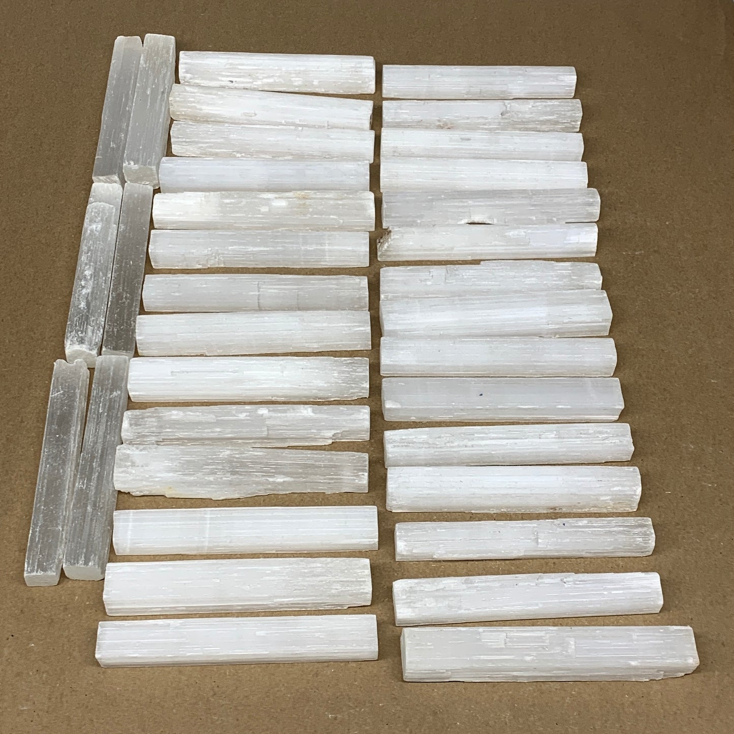 5 lbs, 4.6" - 4.8", 35pcs, Natural Rough Solid Selenite Crystal Blade Sticks, B1