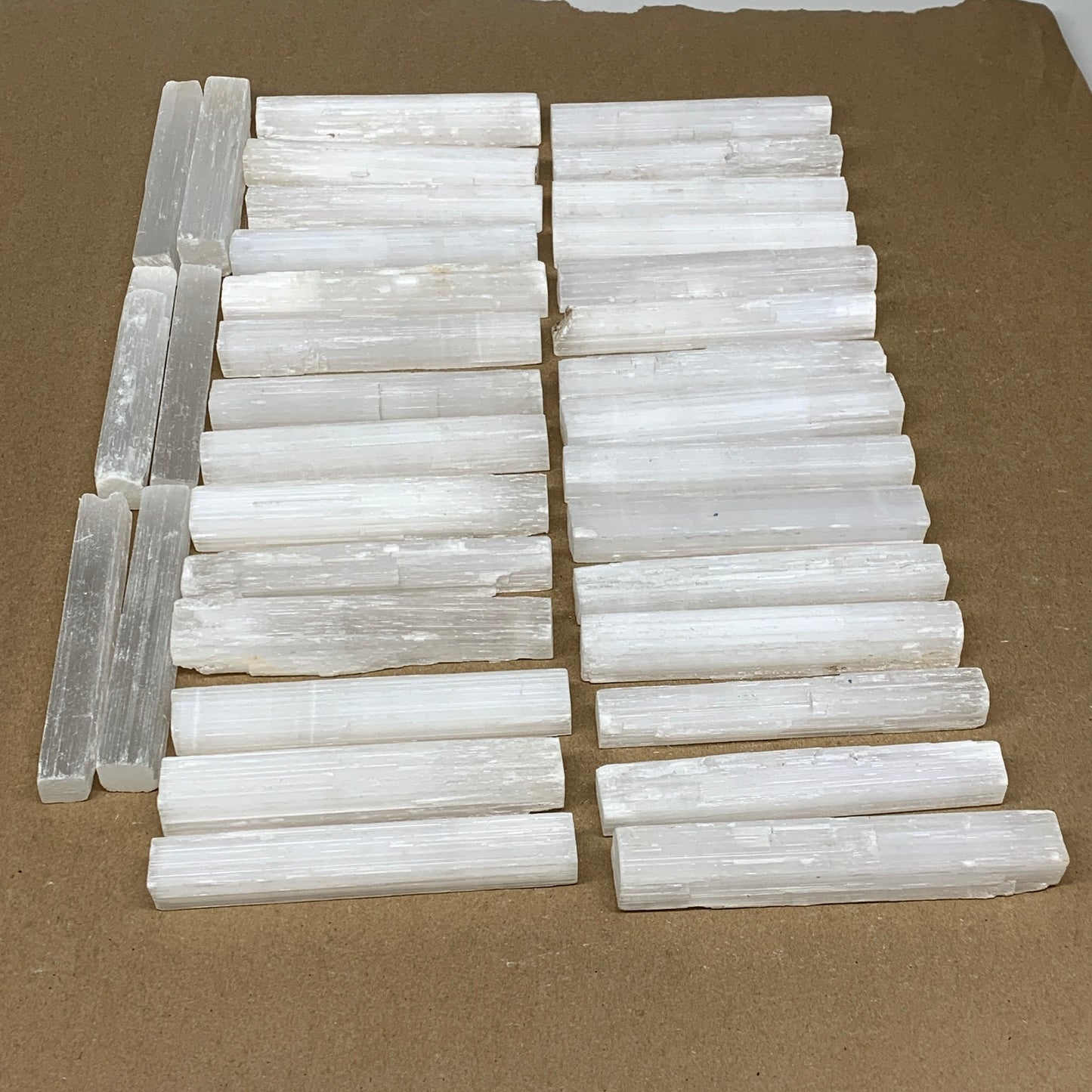 5 lbs, 4.6" - 4.8", 35pcs, Natural Rough Solid Selenite Crystal Blade Sticks, B1