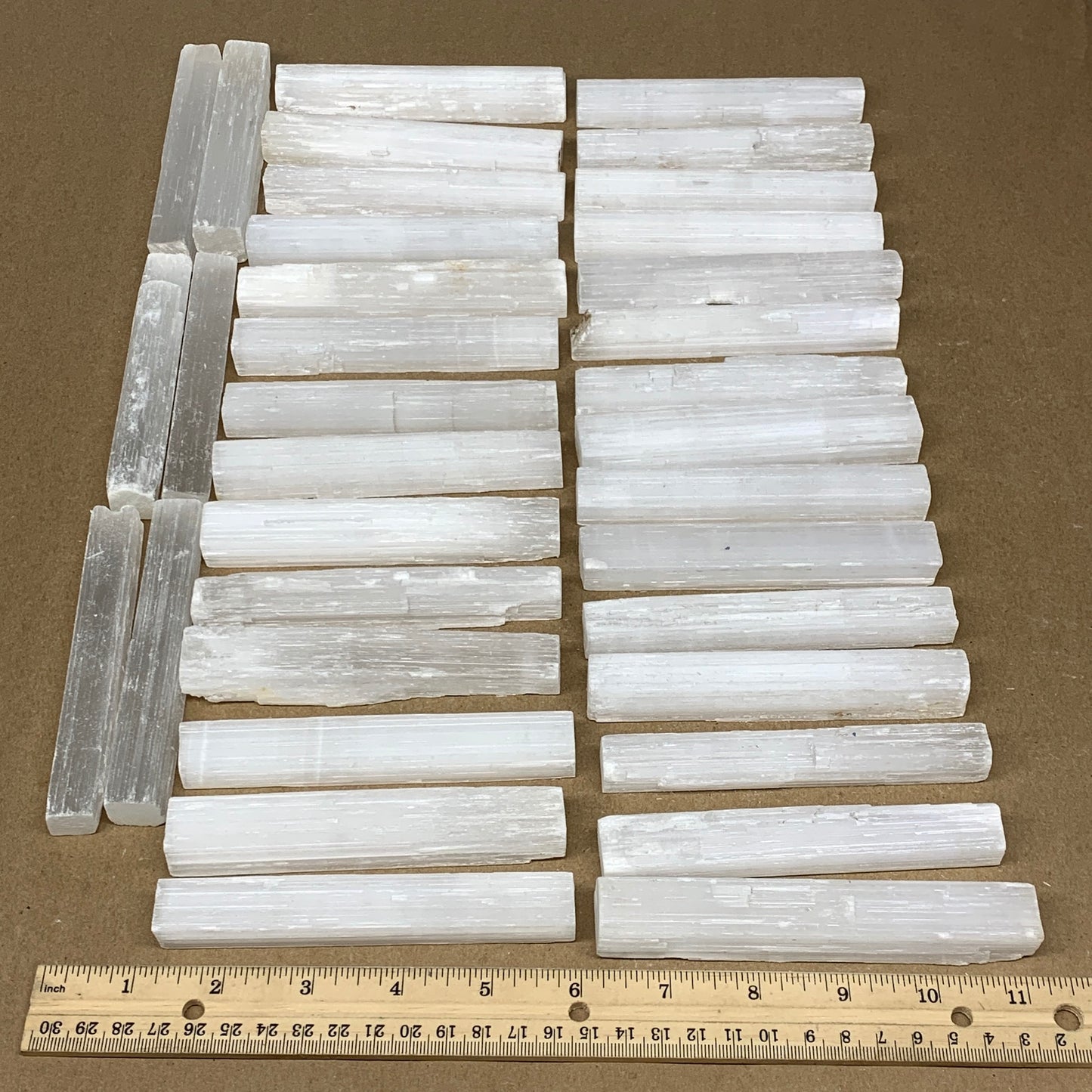 5 lbs, 4.6" - 4.8", 35pcs, Natural Rough Solid Selenite Crystal Blade Sticks, B1