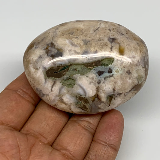 127.3g,2.6"x2"x1.1", Flower Agate Palm-Stone Crystal Reiki @Madagascar,B16241