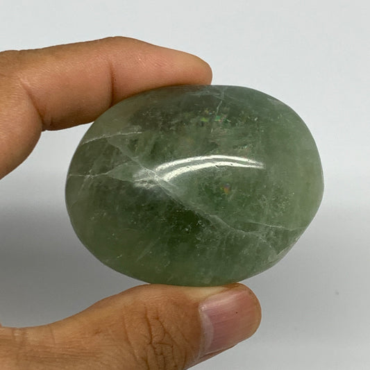 94.6g,2.1"x1.7"x1.1", Natural Fluorite Palm-Stone Polished Reiki @Madagascar, B1