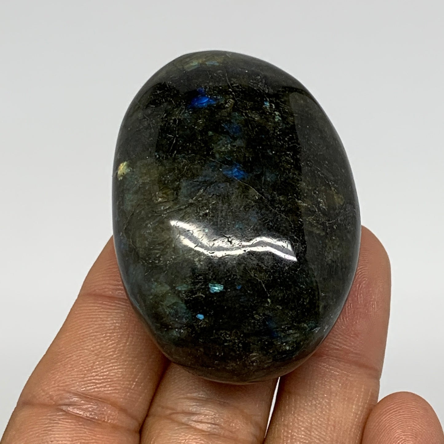 72.6g,2.1"x1.5"x0.9", Labradorite Palm-stone Polished Reiki @Madagascar,B17799