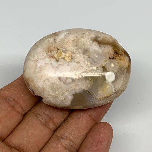 90.5g,2.3"x1.7"x1", Flower Agate Palm-Stone Crystal Reiki @Madagascar,B16248