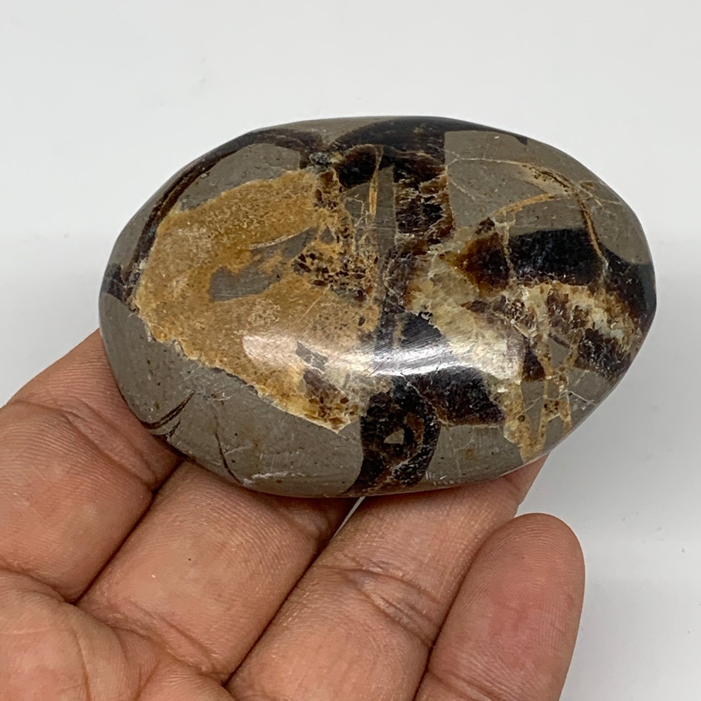 93.4g,2.5"x1.7"x0.9" Septarian Nodule Palm-Stone Polished Reiki Madagascar,B5103