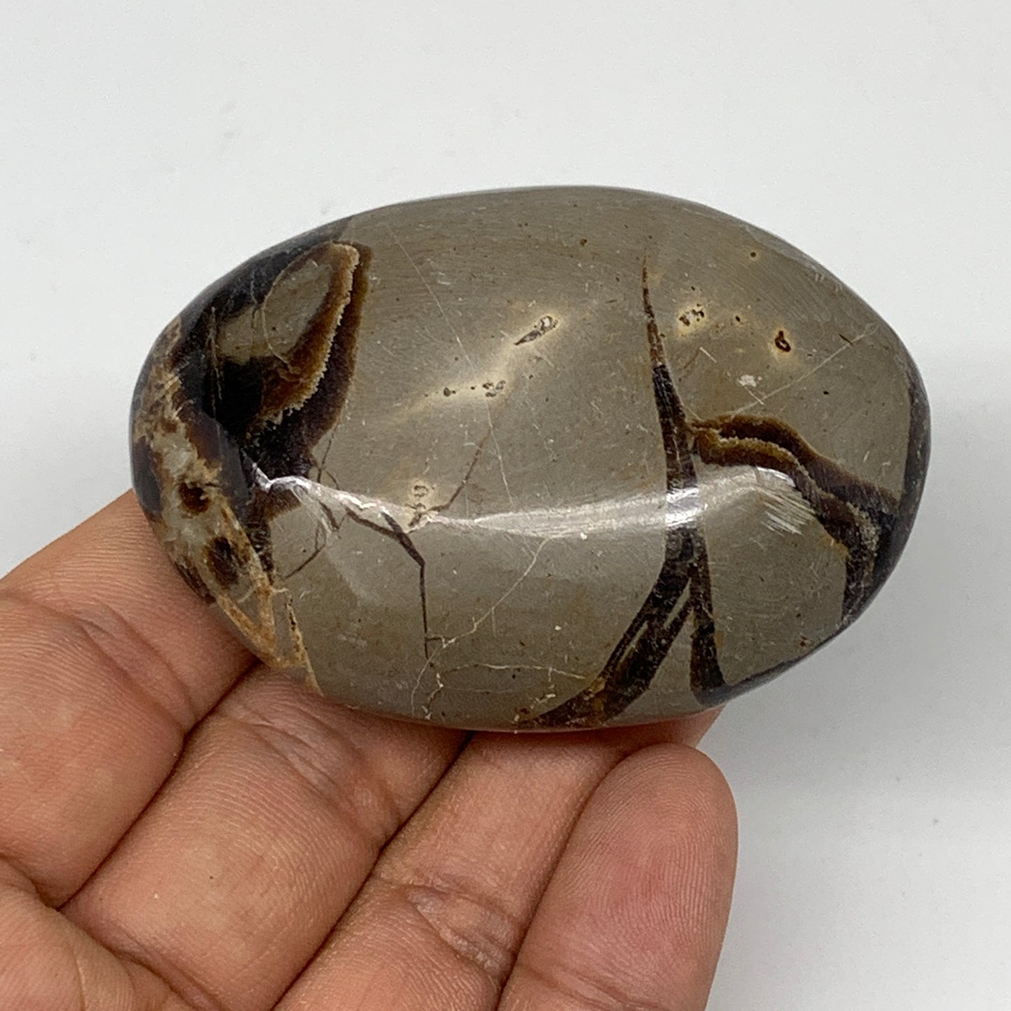 93.4g,2.5"x1.7"x0.9" Septarian Nodule Palm-Stone Polished Reiki Madagascar,B5103