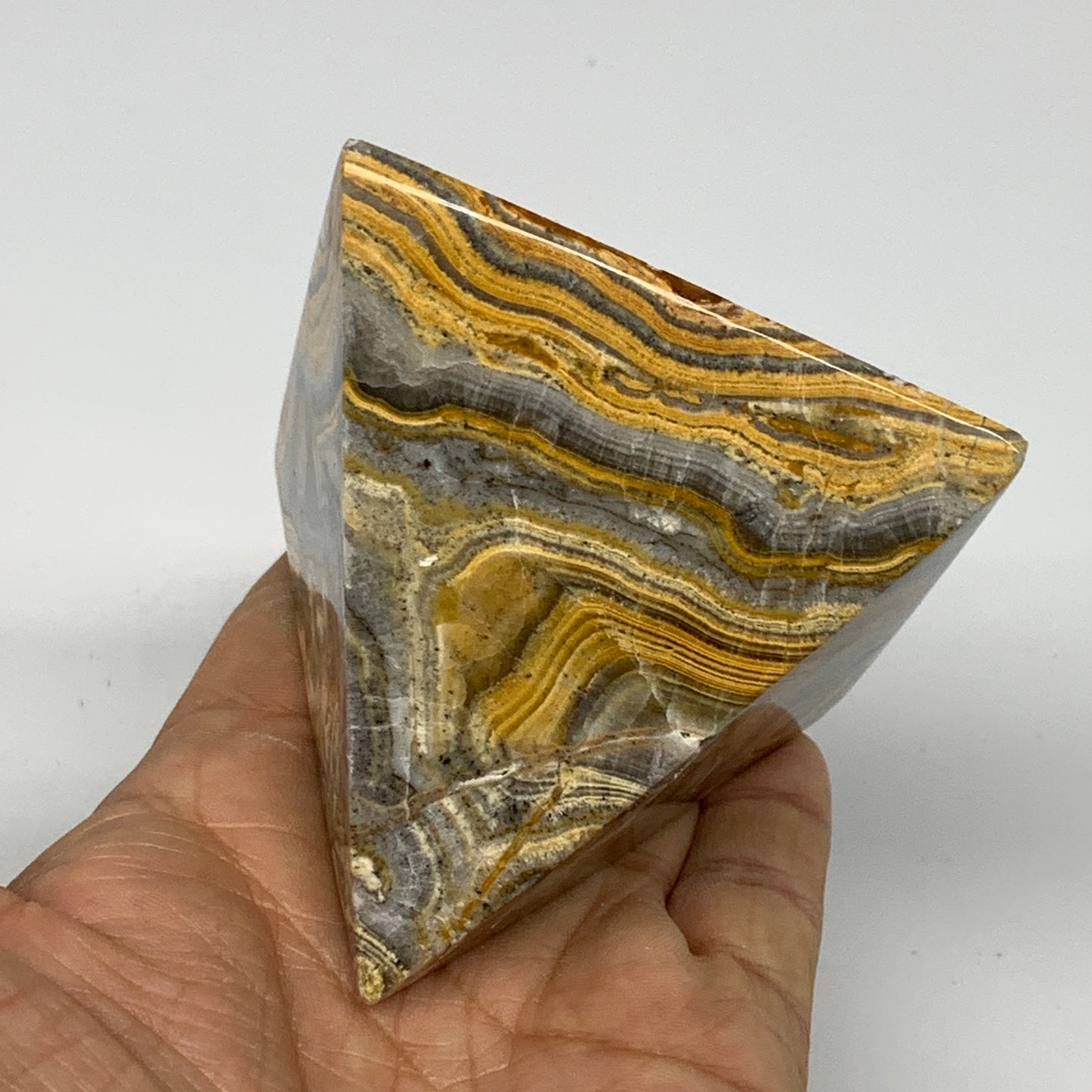 0.73 lbs, 2.6"x2.7", Zebra Calcite Pyramid Gemstone,Healing Crystal, B26213