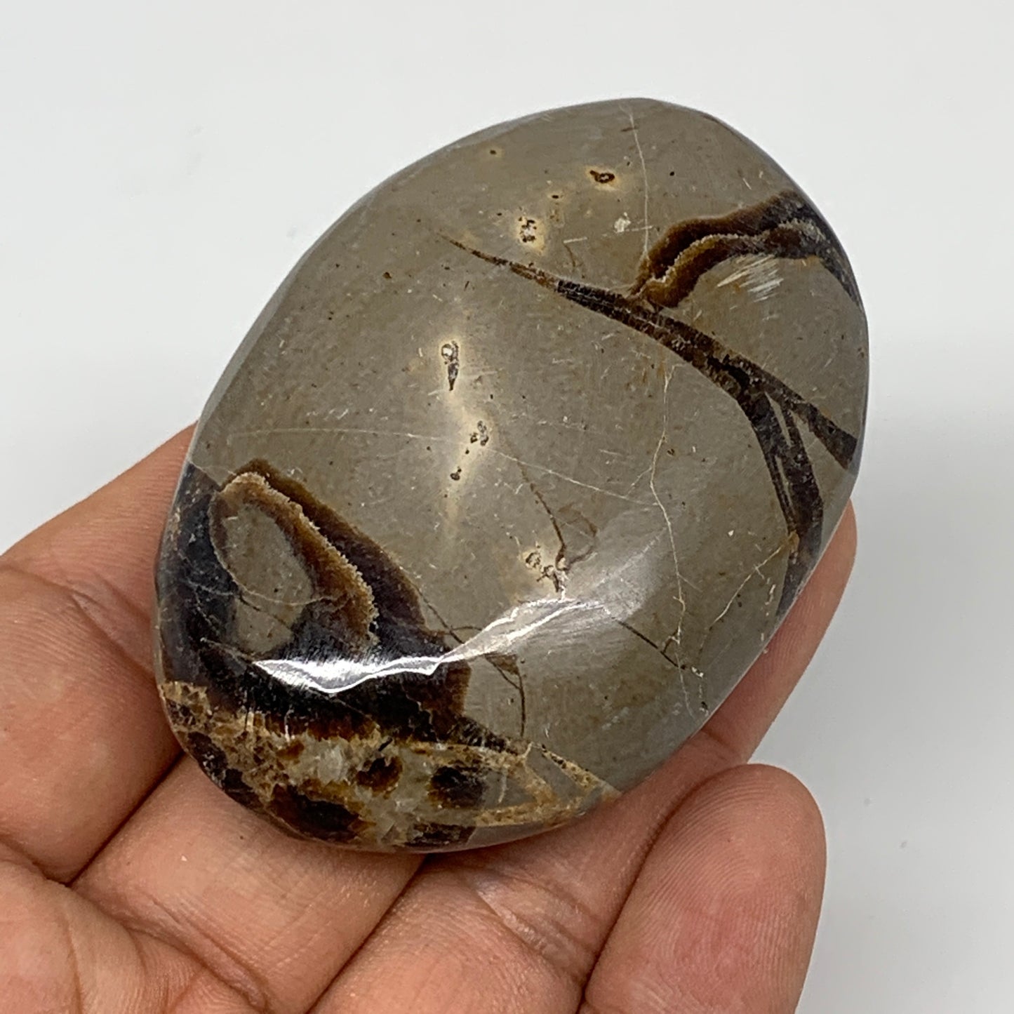 93.4g,2.5"x1.7"x0.9" Septarian Nodule Palm-Stone Polished Reiki Madagascar,B5103