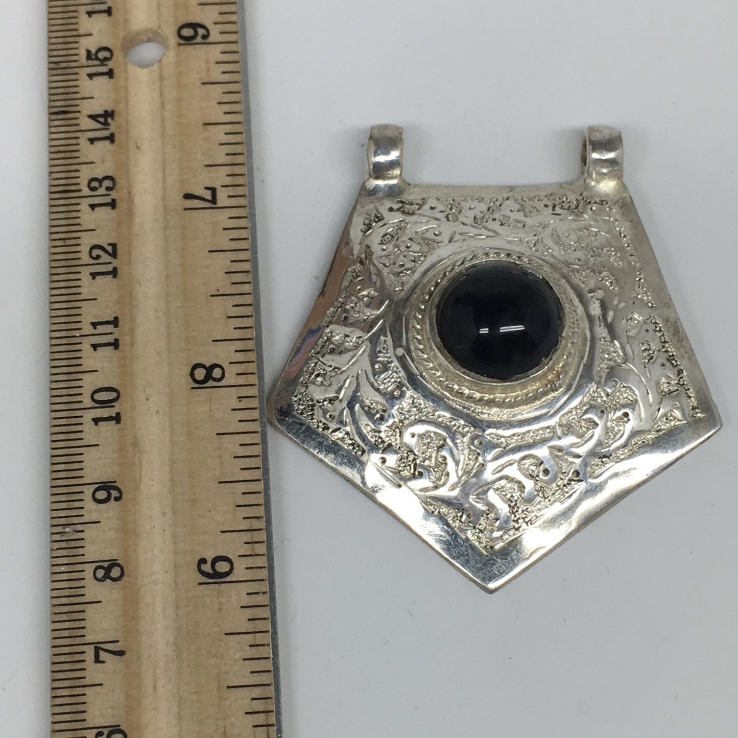 1pc,2.5"x2.3"x0.7",Turkmen Pendant Black Carnelian Pentagon Shape Statement,TN65