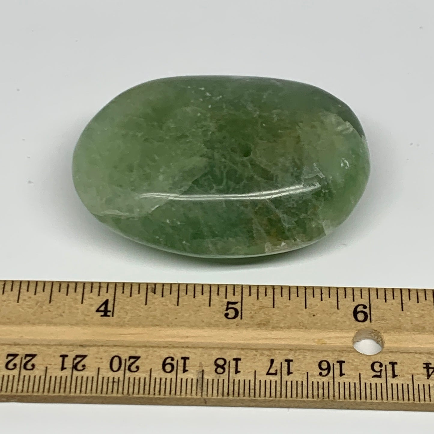 112.6g,2.4"x1.7"x1", Natural Fluorite Palm-Stone Polished Reiki @Madagascar, B17