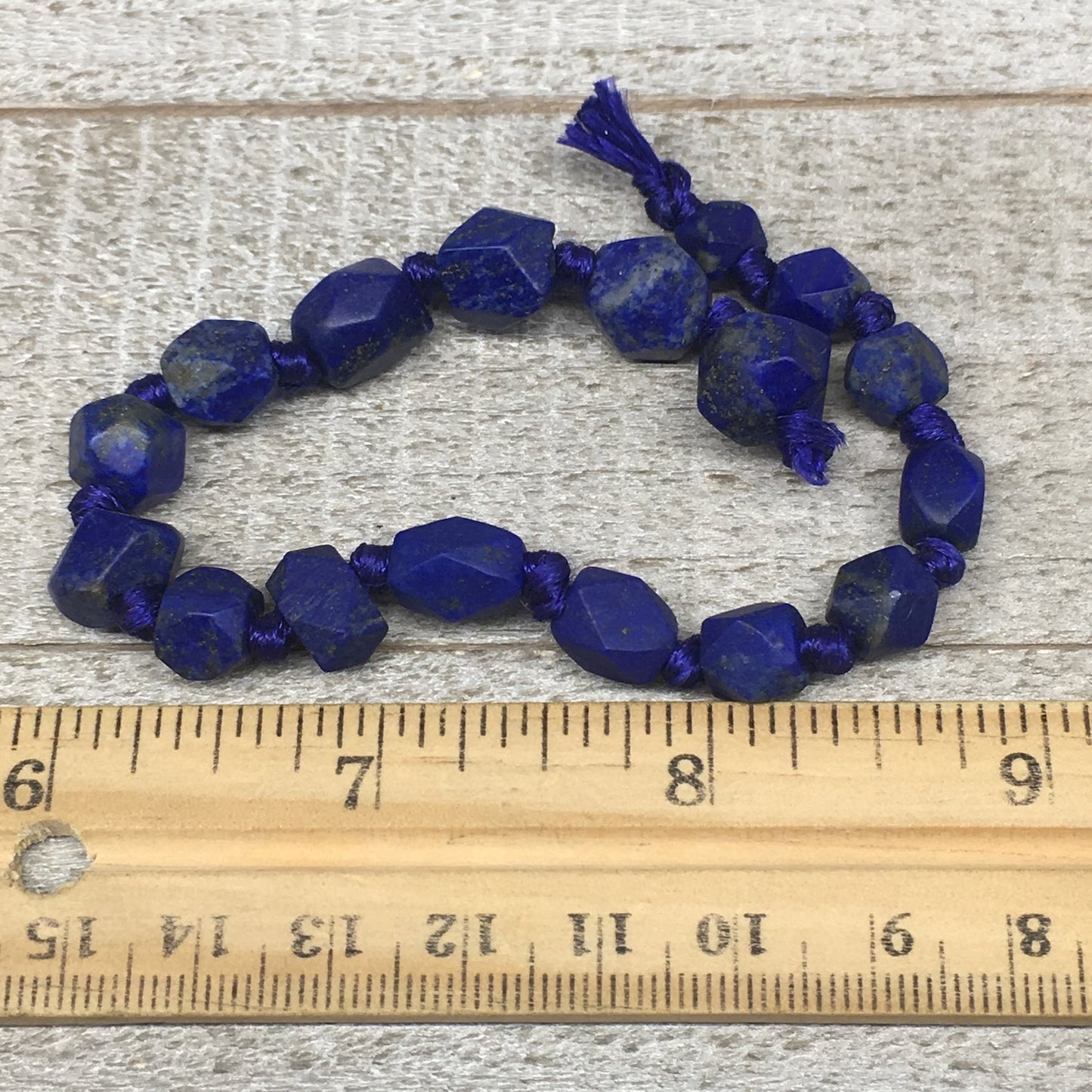 17.7g,6mm-10mm,17 beads,Lapis Corner Facet Beads Strand 7" Afghanistan,LpB632