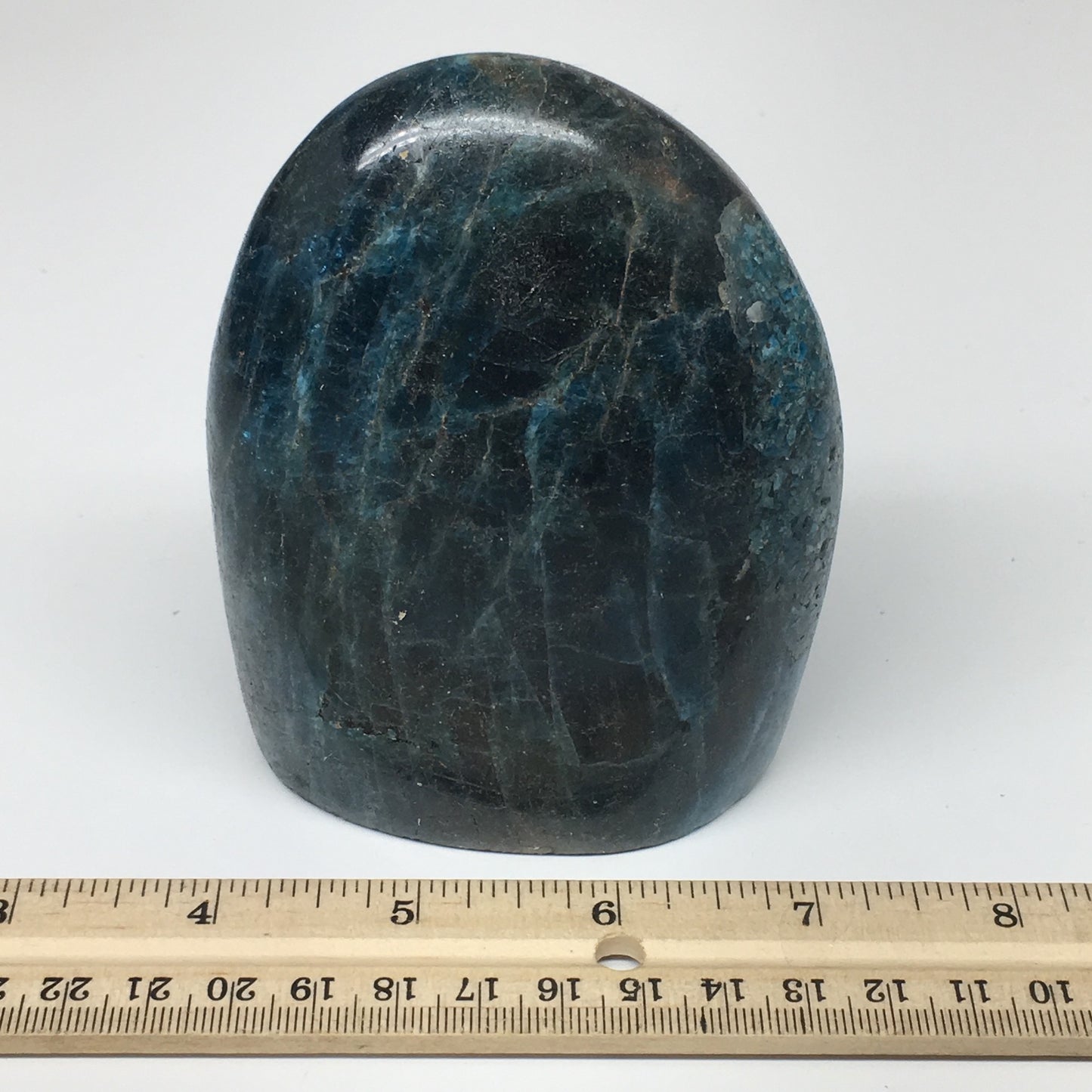 828g,4.1"x3.2"x2.2" Blue Apatite Polished Freeform Stands @Madagascar,B1186