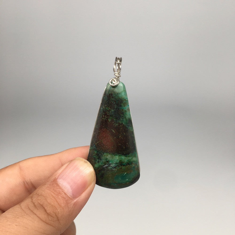 19.7g, Wire Wrapped Sonora Sunset Chrysocolla Cuprite Cabochon from Mexico,SC498