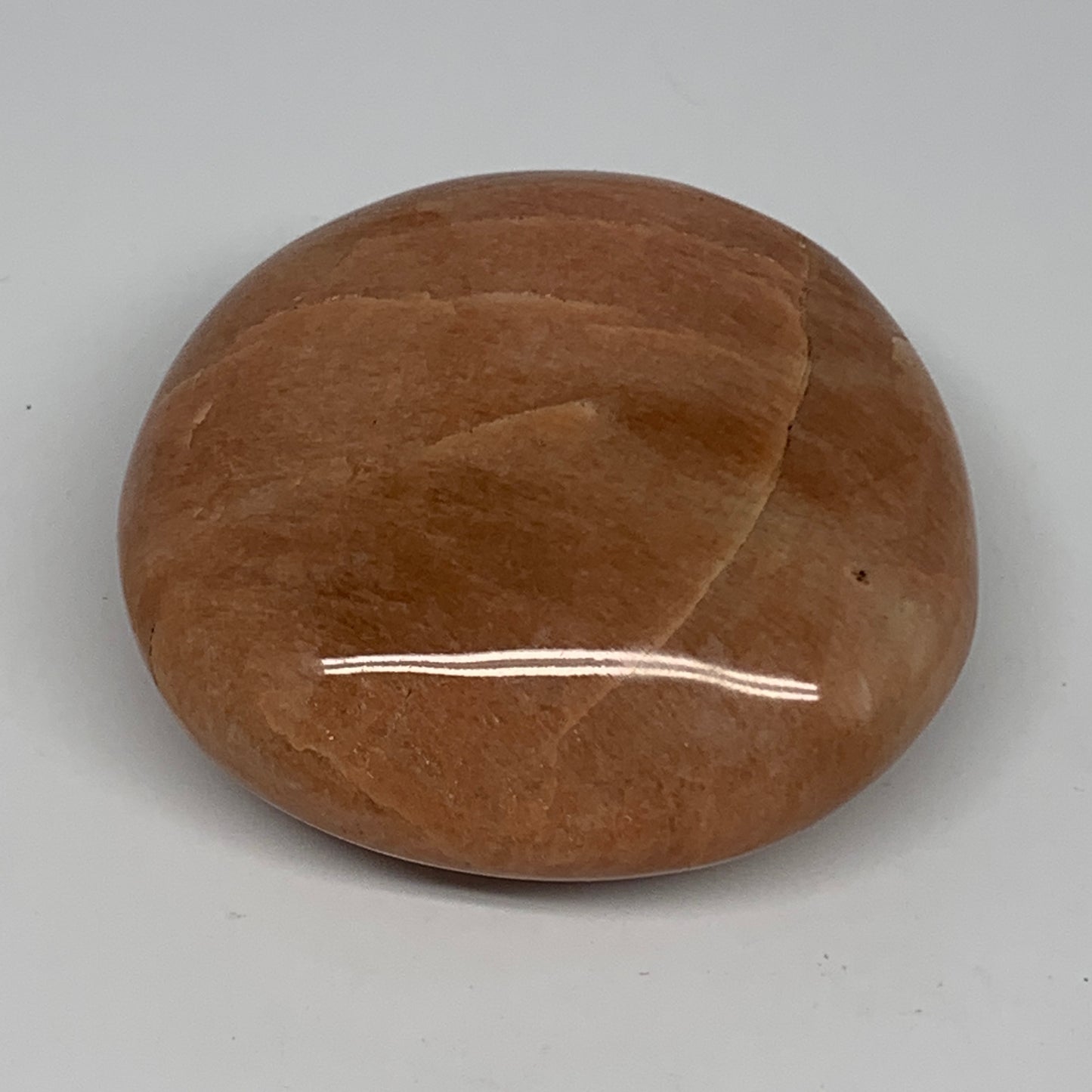 126.8g,2.4"x2.2"x1", Peach Moonstone Palm-Stone Polished Reiki Crystal, B15465