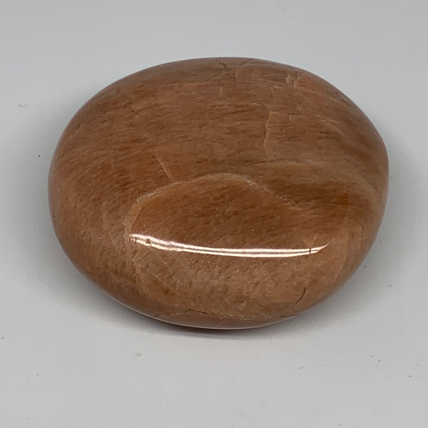 126.8g,2.4"x2.2"x1", Peach Moonstone Palm-Stone Polished Reiki Crystal, B15465