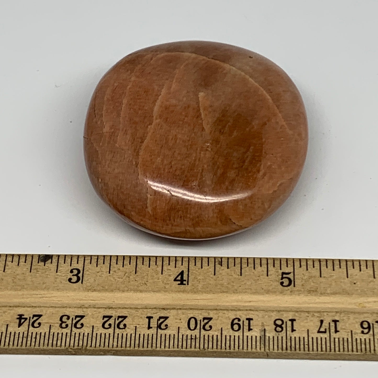 126.8g,2.4"x2.2"x1", Peach Moonstone Palm-Stone Polished Reiki Crystal, B15465