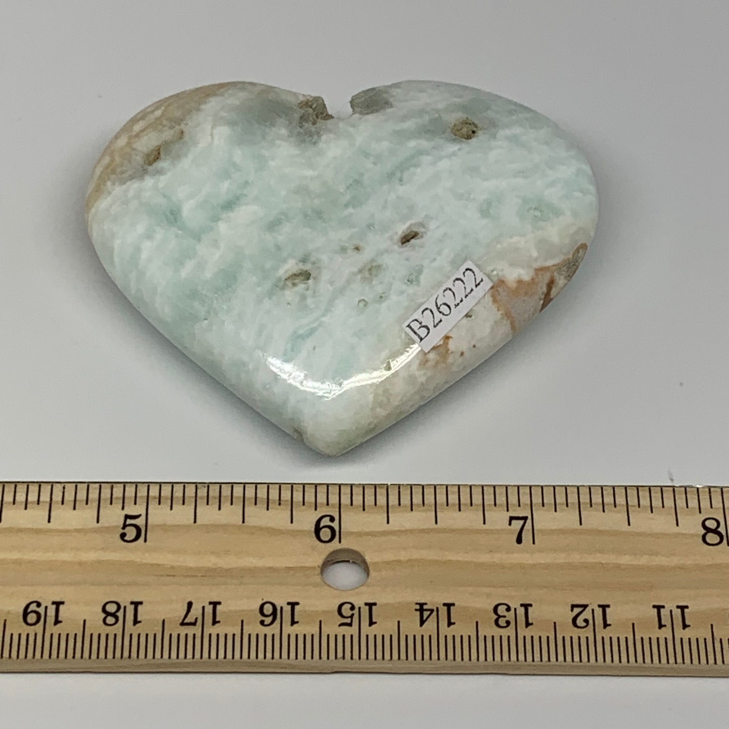 125.5g, 2.4"x2.9"x0.8" Caribbean Calcite Heart Gemstones @Afghanistan,B26222