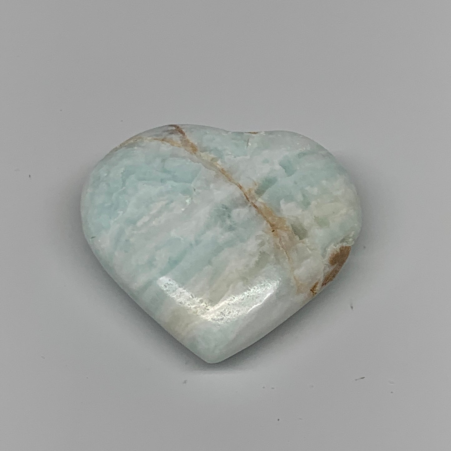 106.4g, 2.2"x2.4"x1" Caribbean Calcite Heart Gemstones @Afghanistan,B26228